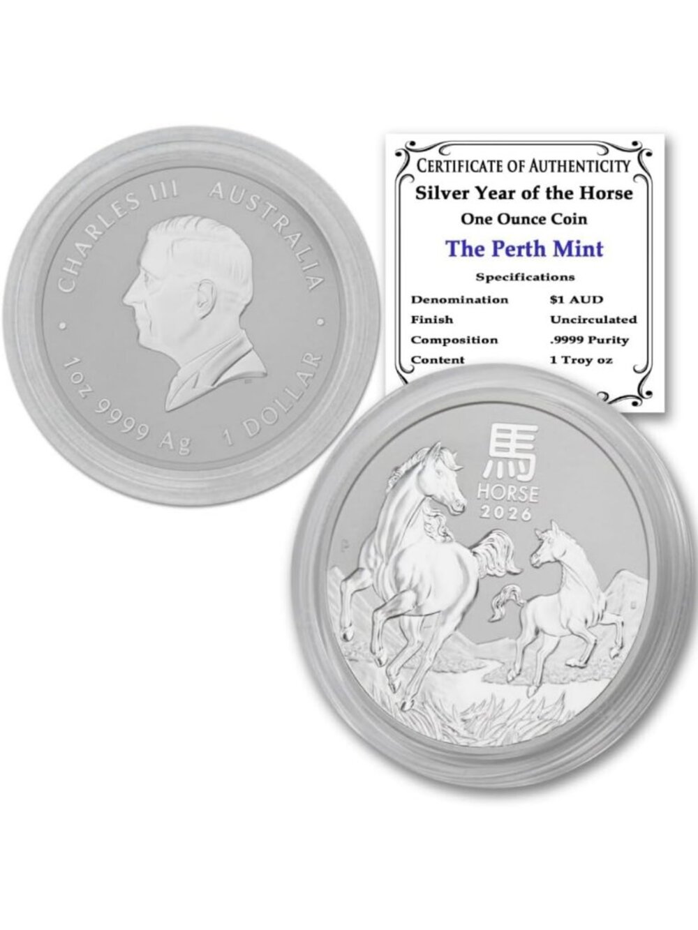1 oz Silver Lunar Horse Coin 2026 - Australian Bullion, Uncirculated Collectible
